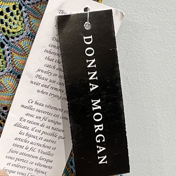 Donna Morgan Dress Womens 2 Crochet Open Knit Lined‎ Midi Boho Hippie Coastal - Picture 4 of 14